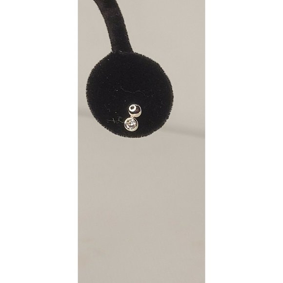 Sterling Silver Tiny Bezel Cz Solitaire Stud Earrings - Picture 2 of 4